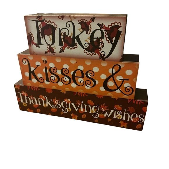 Brand New Reversible Fall Halloween / Thanksgiving Decorations Wooden - Picture 2 of 7